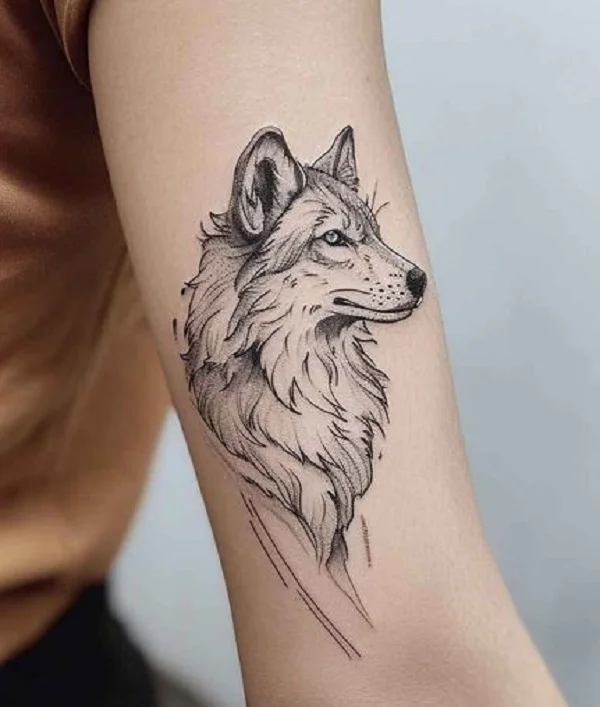 Konturowy tatuaż wilka