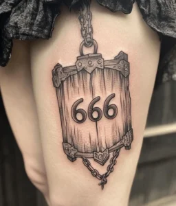 tatuaż 666 Realizm