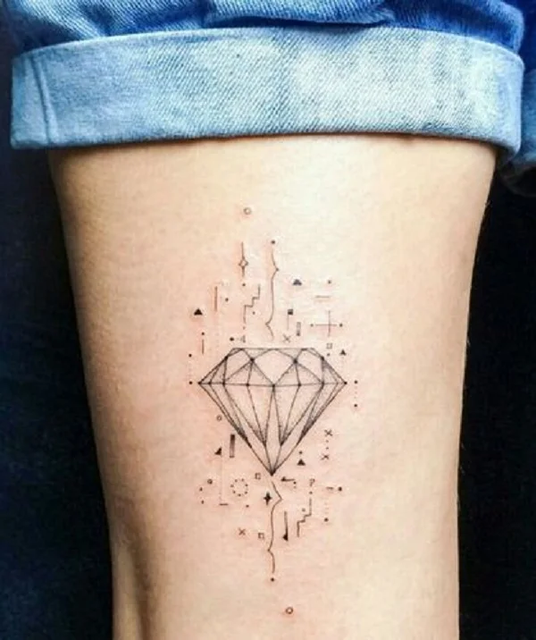 Tatuaż Diament Styl Geometryczny