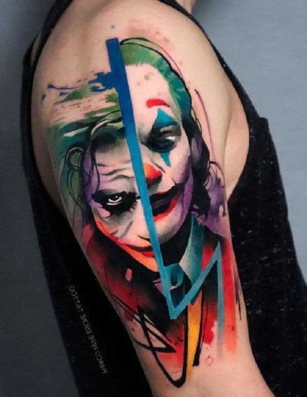 Tatuaż Joker Styl Akwarelowy