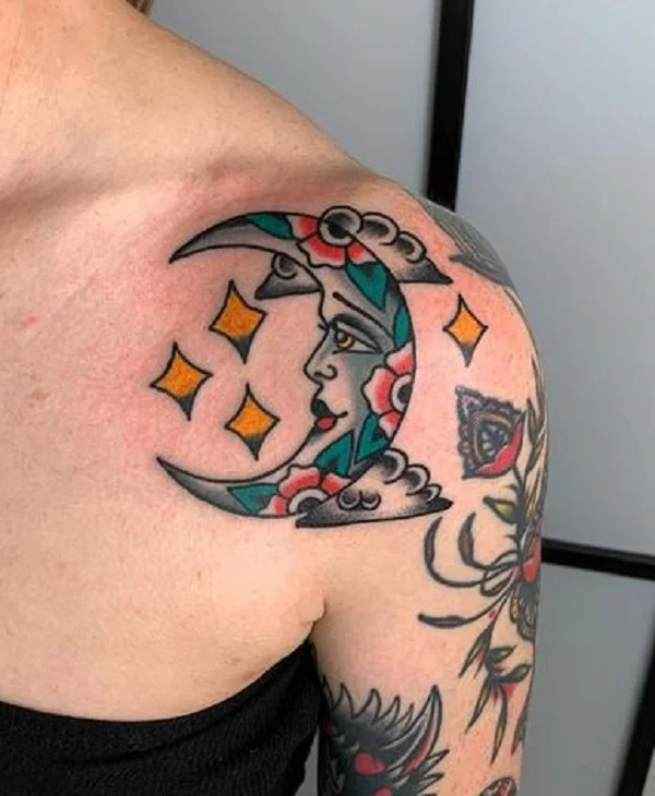 Tatuażu Księżyc Styl Tradycyjny