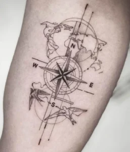 Tatuaż kompas Styl geometryczny