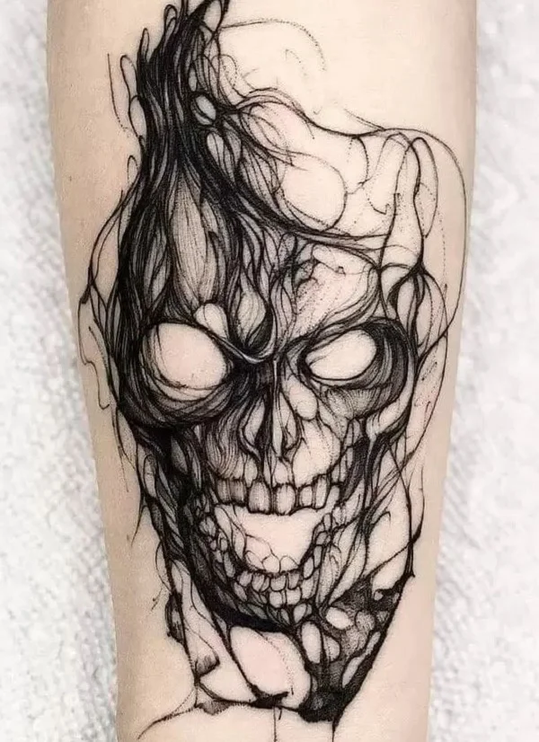 Tatuaż czaszki Blackwork