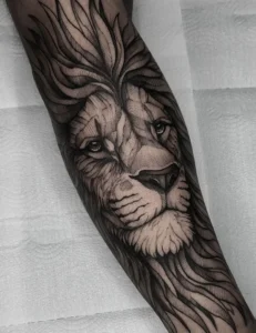 Tatuaż lew Blackwork